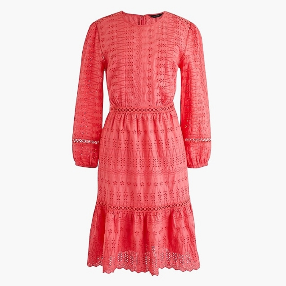 J Crew EYELET FLUTTER-HEM DRESS